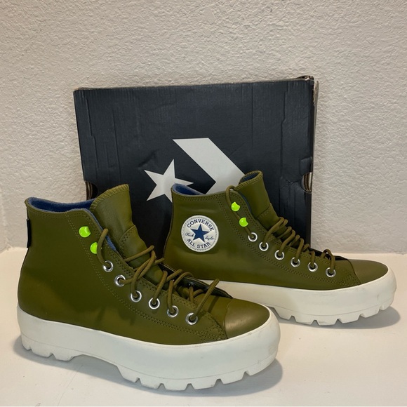 Converse Women's Moss Green High-Top Sneakers, Size 10 - Picture 2 of 6
